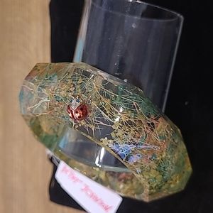 New with tag Betsey Johnson bangle bracelet ladybug dried flowers